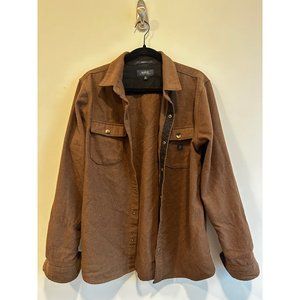 ROARK Shirt Mens Medium Brown Button up Long Sleeve Classic Fit Organic Cotton